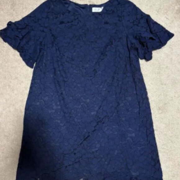 ELIZA J Navy Blue Lace Tiered Bell Sleeve 20W - Picture 1 of 5